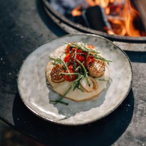 Vegan coquilles op romige polenta